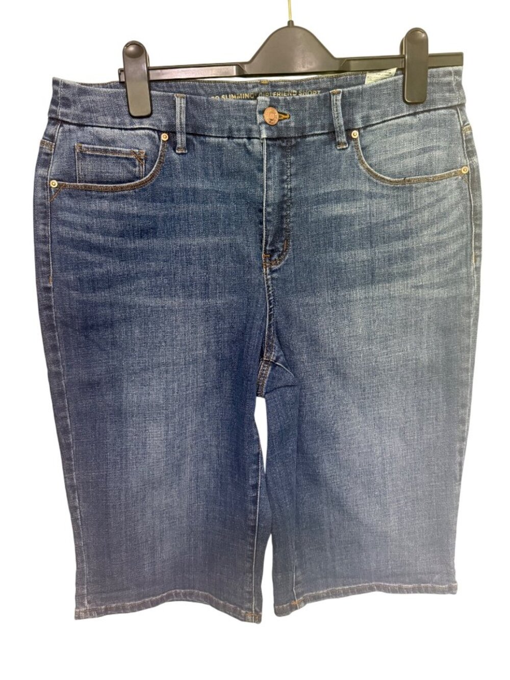 Chico's So Slimming Girlfriend Jean Shorts Blue Denim Burmuda SZ 12